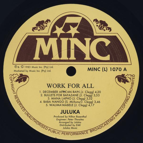 Juluka - Work For All - Lp