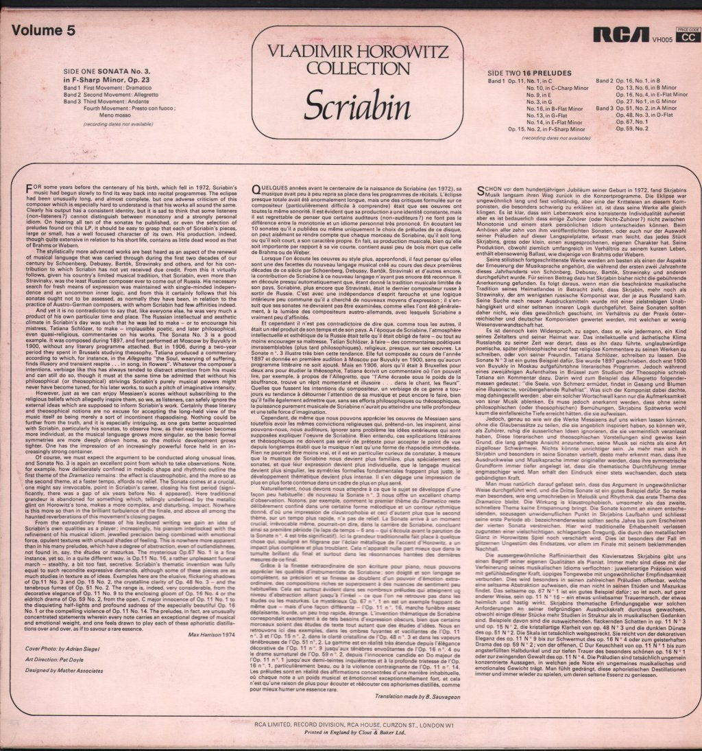 Vladimir Horowitz - Scriabin - Lp