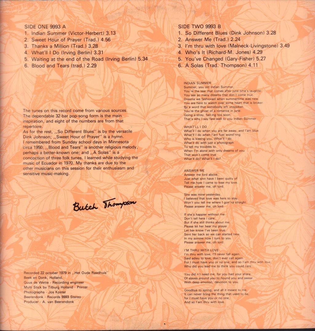Butch Thompson - Indian Summer - Lp