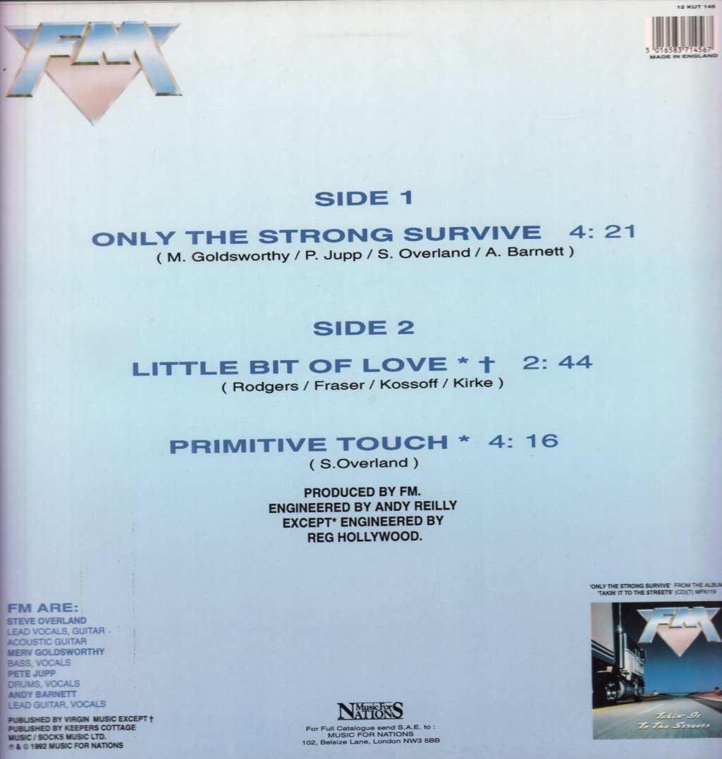 Fm (Uk Rock Group) - Only The Strong Survive - 12 Inch