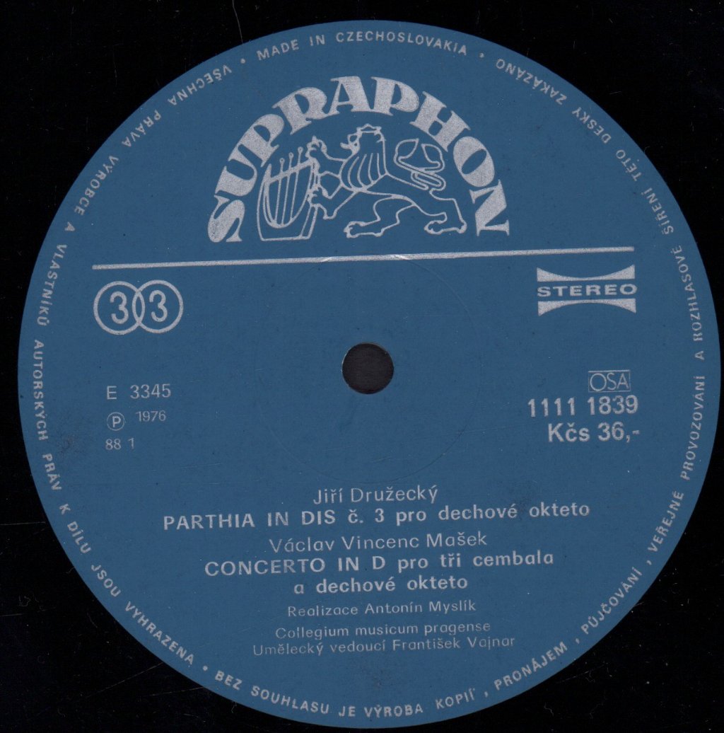 Jiri Druzecky Vaclav Vincenc Masek Vojtech Jirovec Antonin Vranicky - Collegium Musicum Pragense - Lp