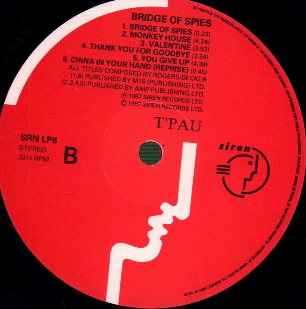 T'PAU - Bridge Of Spies - Lp