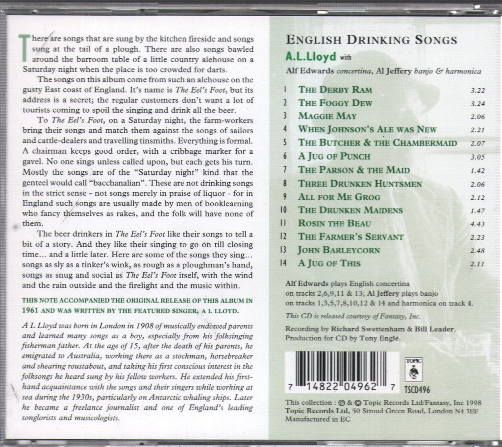 A.L. Lloyd - English Drinking Songs - Cd