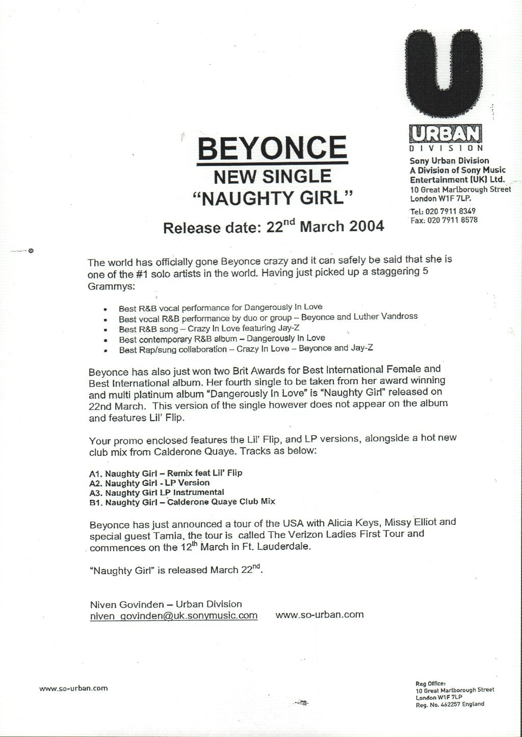 Beyonce - Naughty Girl - 12 Inch