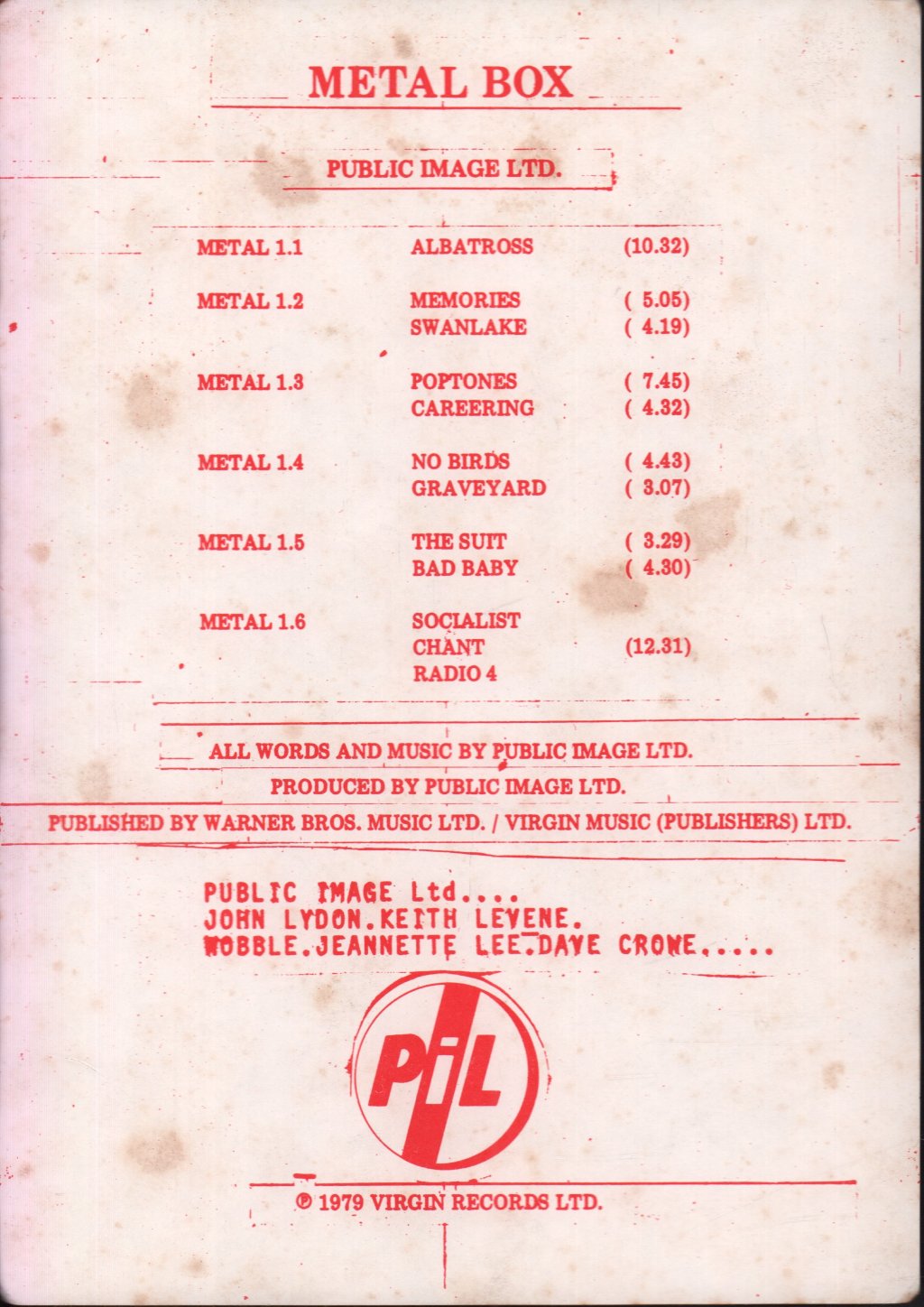 Public Image Ltd - Metal Box - Triple Lp