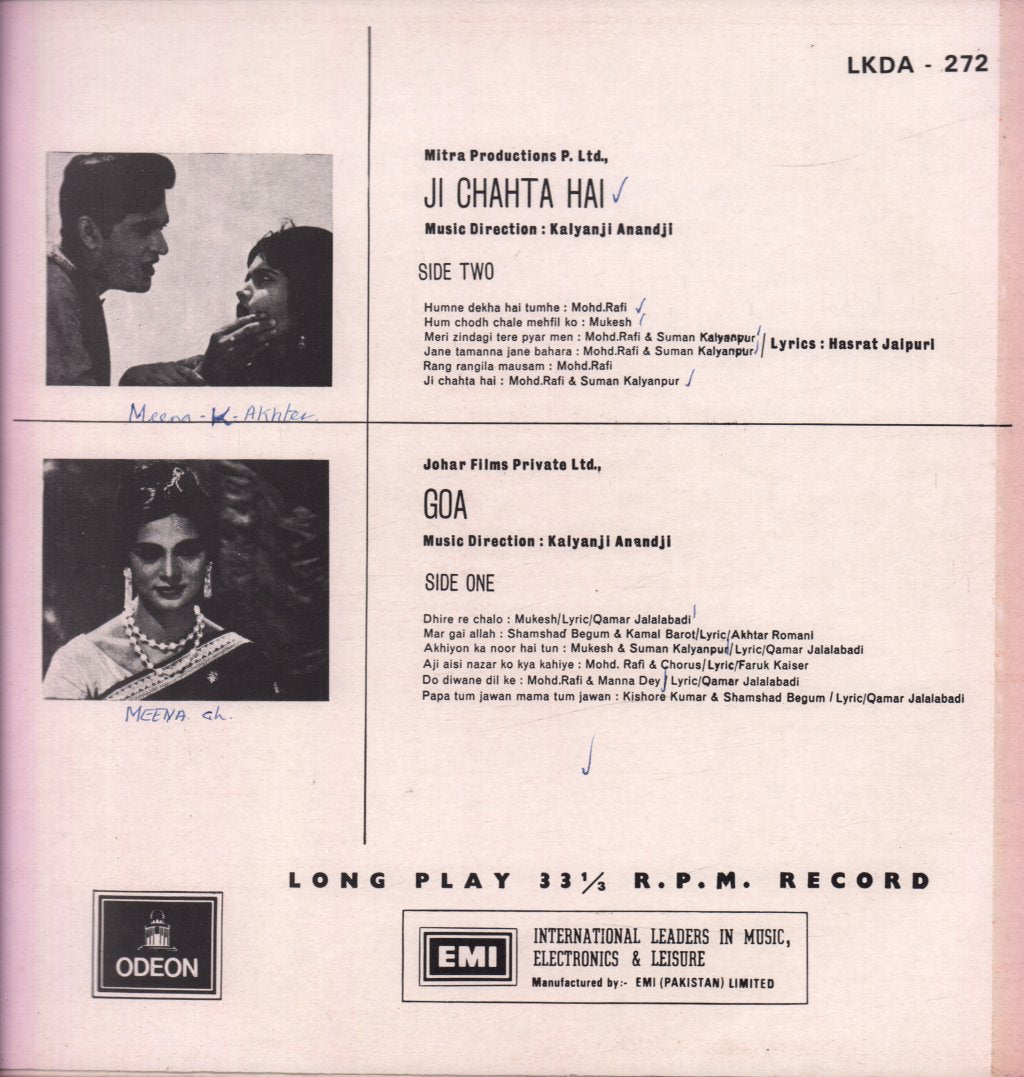Kalyanji Anandji - Ji Chahta Hai / Goa - Lp