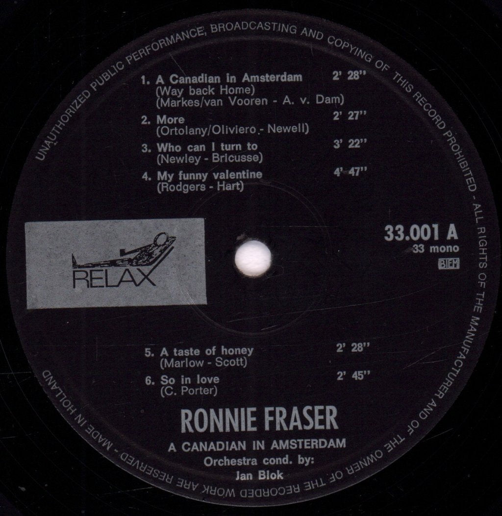 Ronnie Fraser - A Canadian In Amsterdam - Lp