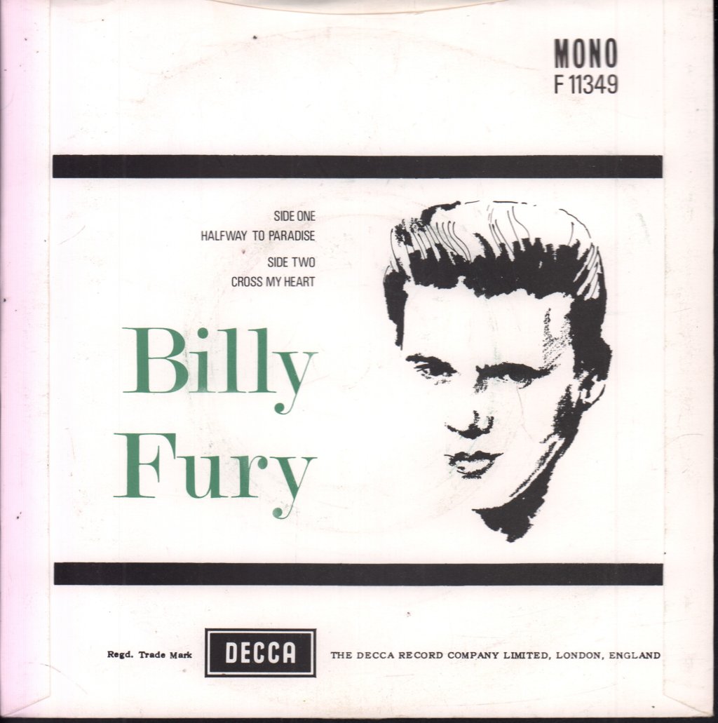 Billy Fury - Halfway To Paradise - 7 Inch
