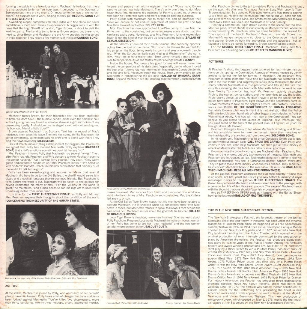 Kurt Weill And Bertolt Brecht - Threepenny Opera (Original Cast Recording) - Lp