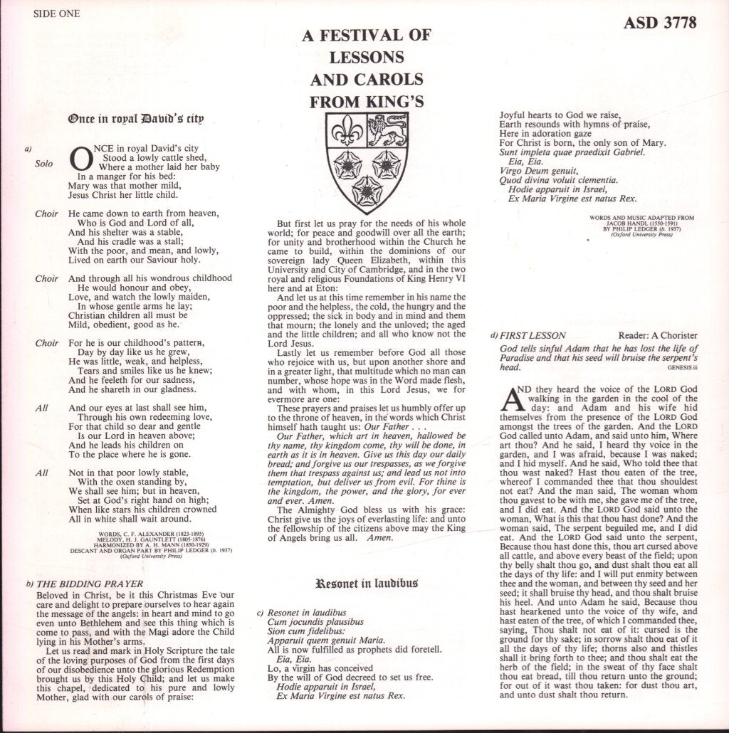 King's College Choir Of Cambridge - A Festival Of Lessons And Carols From King's - Lp