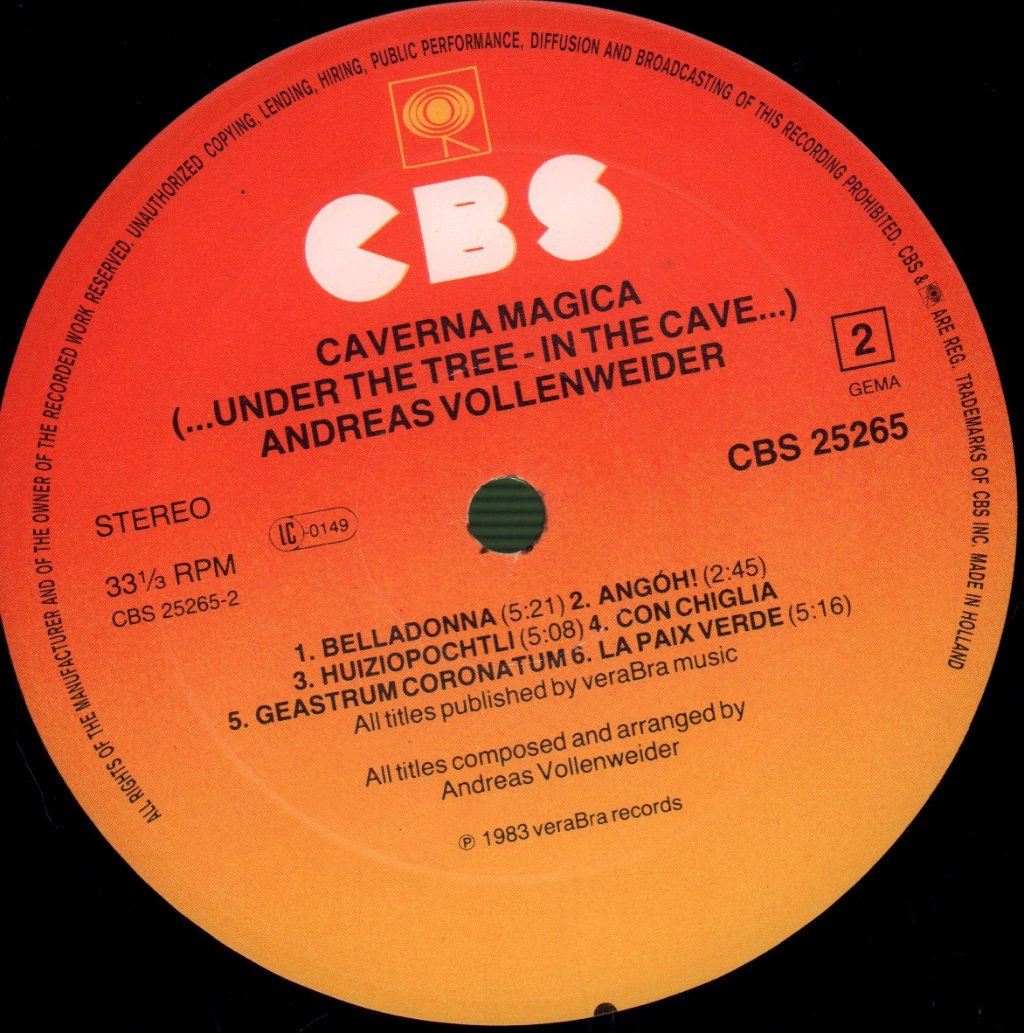 Andreas Vollenweider - Caverna Magica (...Under The Tree - In The Cave...) - Lp