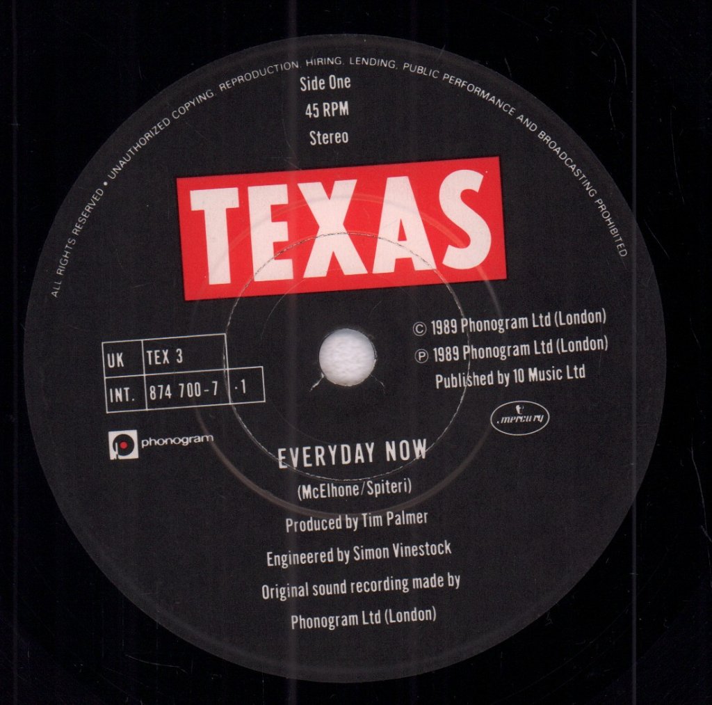 Texas - Everyday Now - 7 Inch