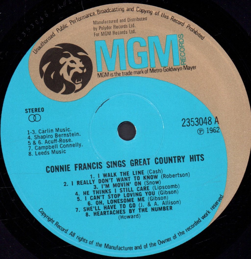 Connie Francis - Sings Great Country Hits - Lp