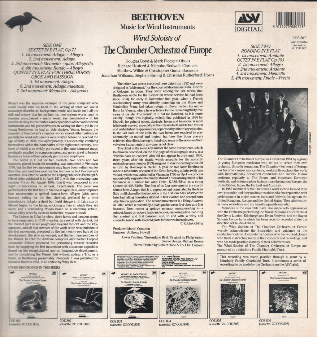 Wind Soloists Of The Chamber Orchestra Of Europe - Beethoven - Music For Wind Instruments - Lp