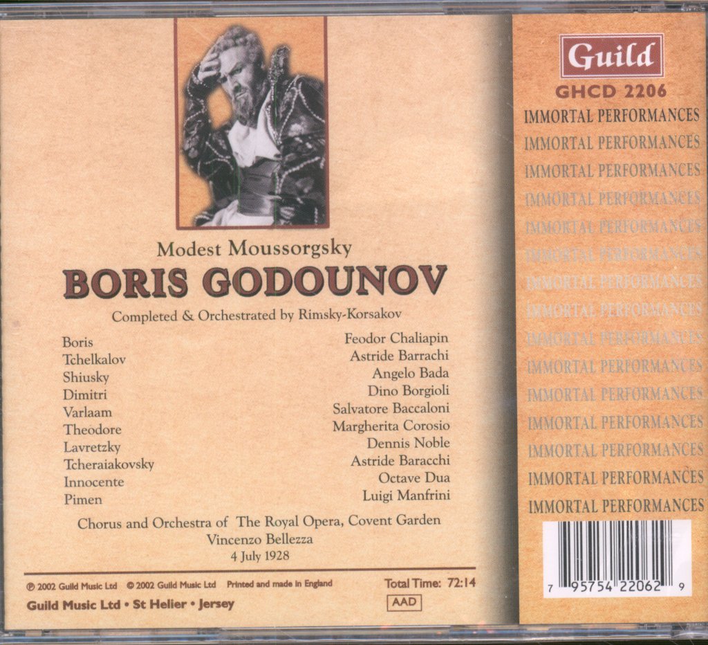Modest Mussorgsky - Boris Godounov (Prologue / Act IV, Scenes I & II / Plus Scenes From Act II And Act III) - Cd