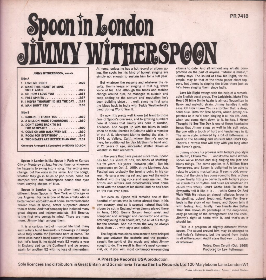 Jimmy Witherspoon - Spoon In London - Lp