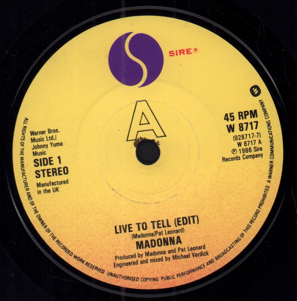 Madonna - Live To Tell - 7 Inch