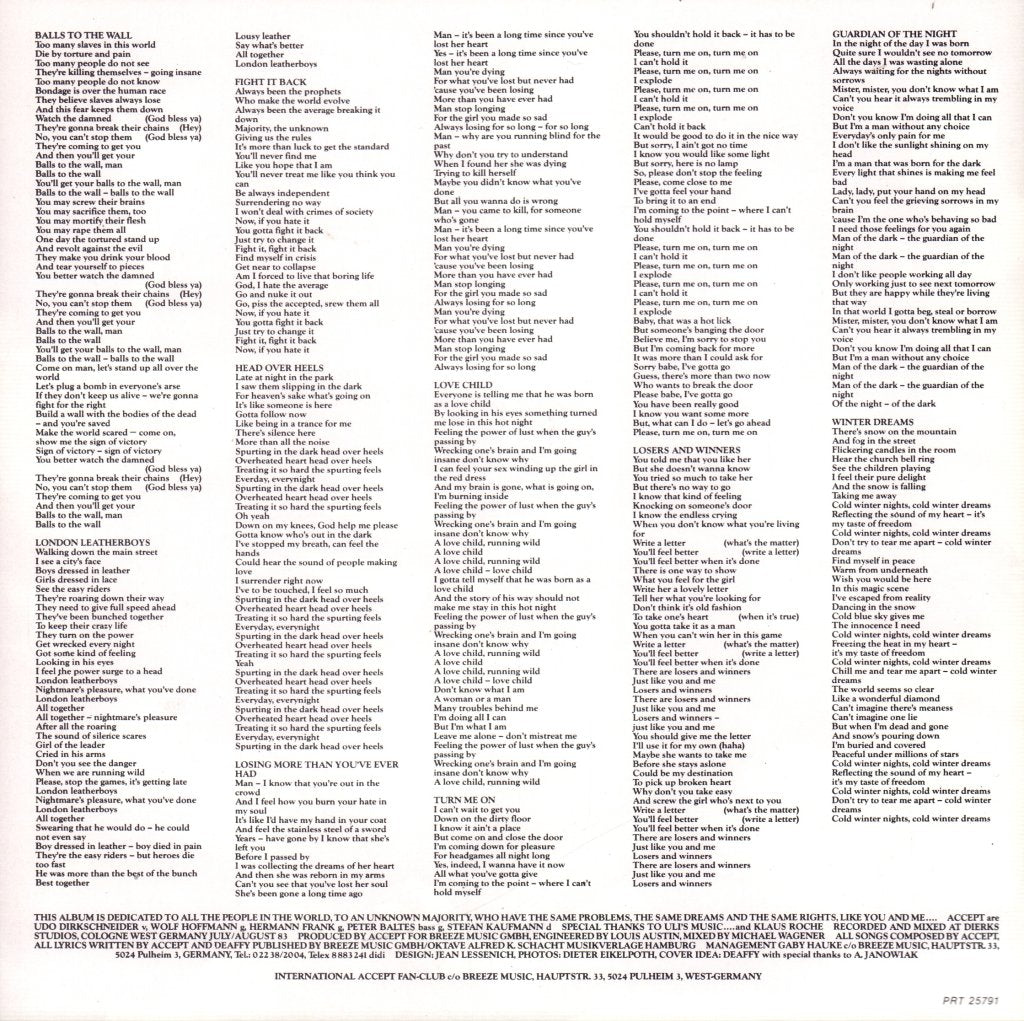 Accept - Balls To The Wall - Lp