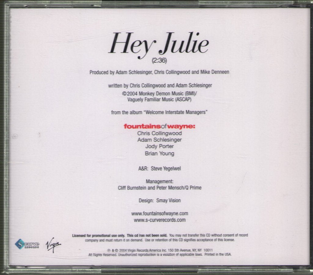 Fountains Of Wayne - Hey Julie - Cd