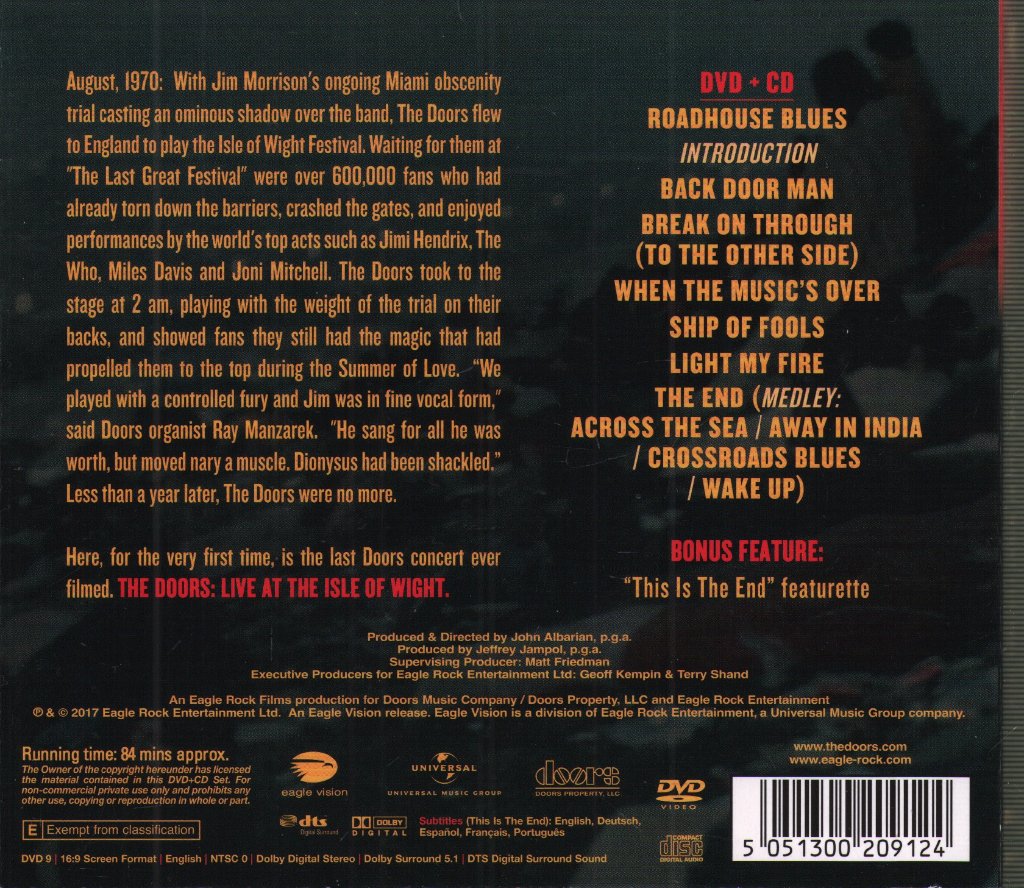 Doors - Live At The Isle Of Wight Festival 1970 - Cd/Dvd