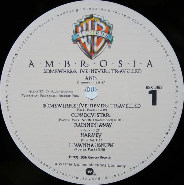Ambrosia - Somewhere I've Never Travelled - Lp