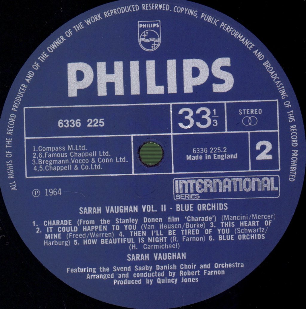 Sarah Vaughan - Sarah Vaughan Vol 2 (Blue Orchids) - Lp