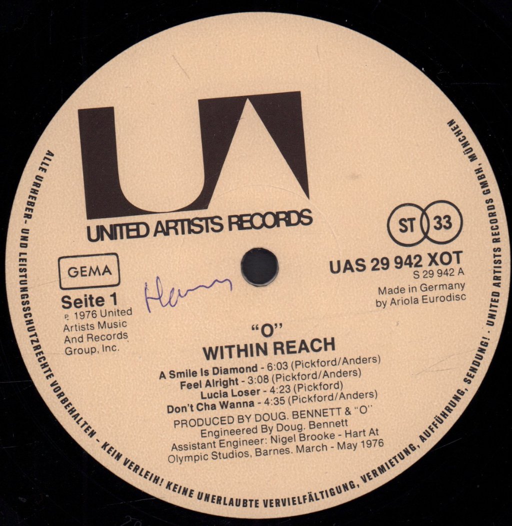 A Band Called O - Within Reach - Lp