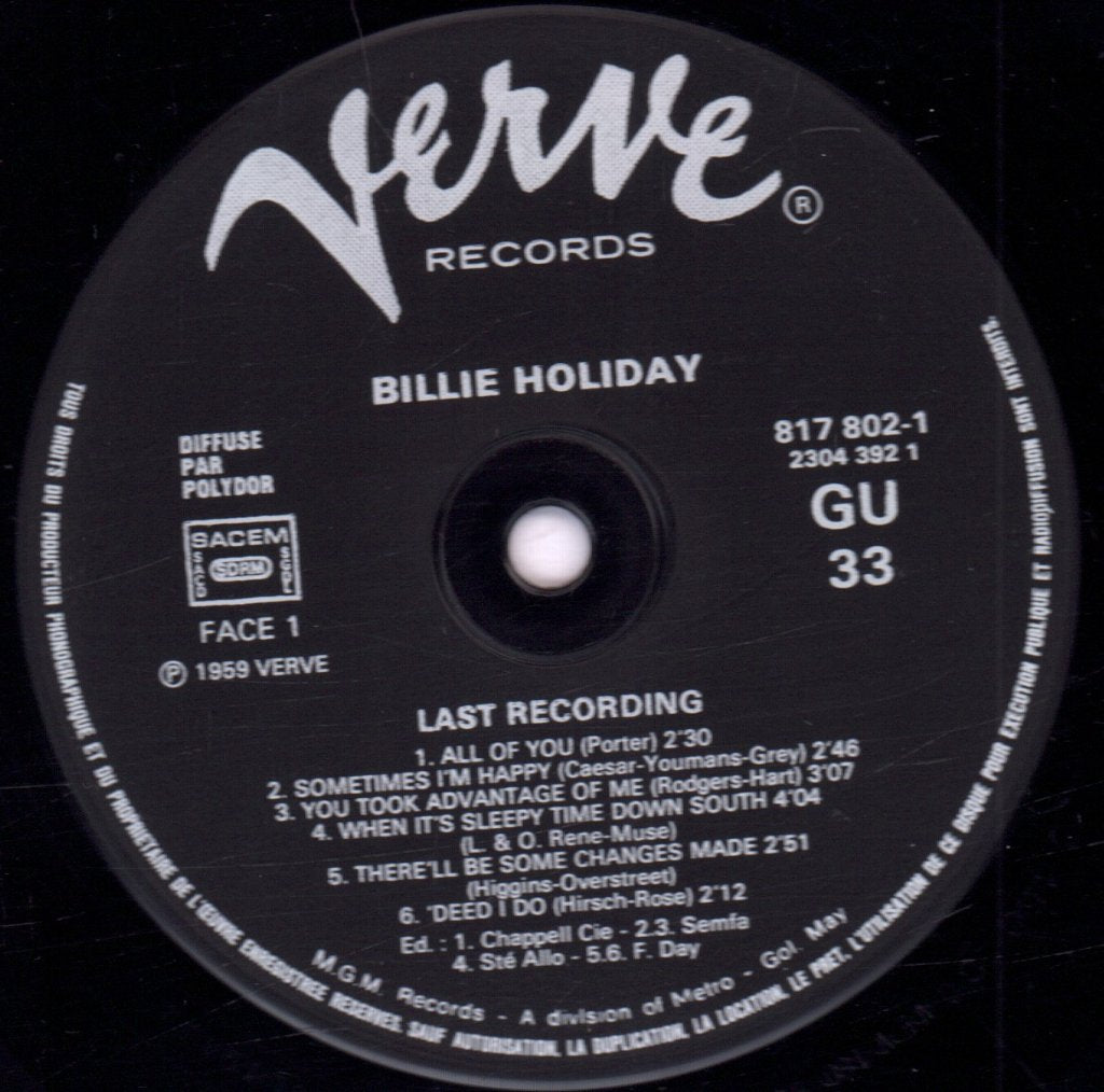 Billie Holiday With Ray Ellis And His Orchestra - Last Recording - Lp