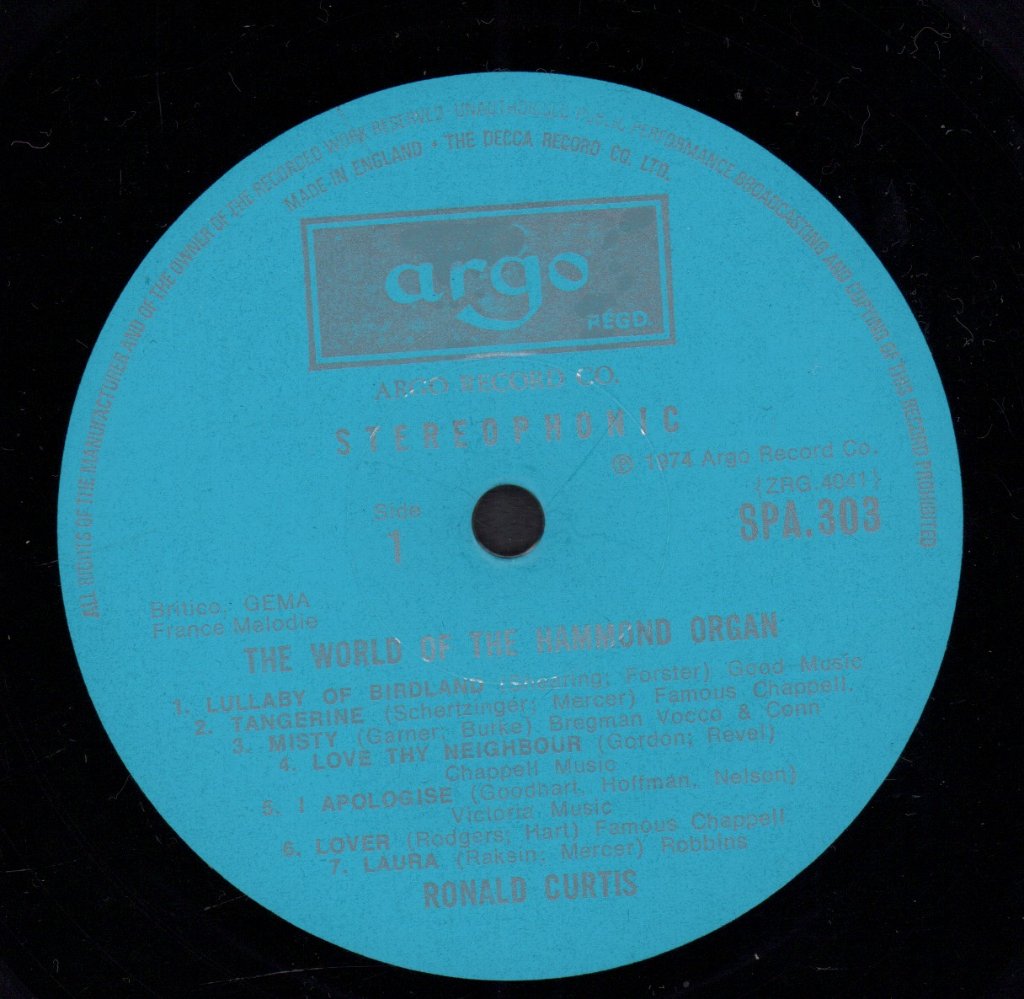 Ronald Curtis - World Of The Hammond Organ - Lp