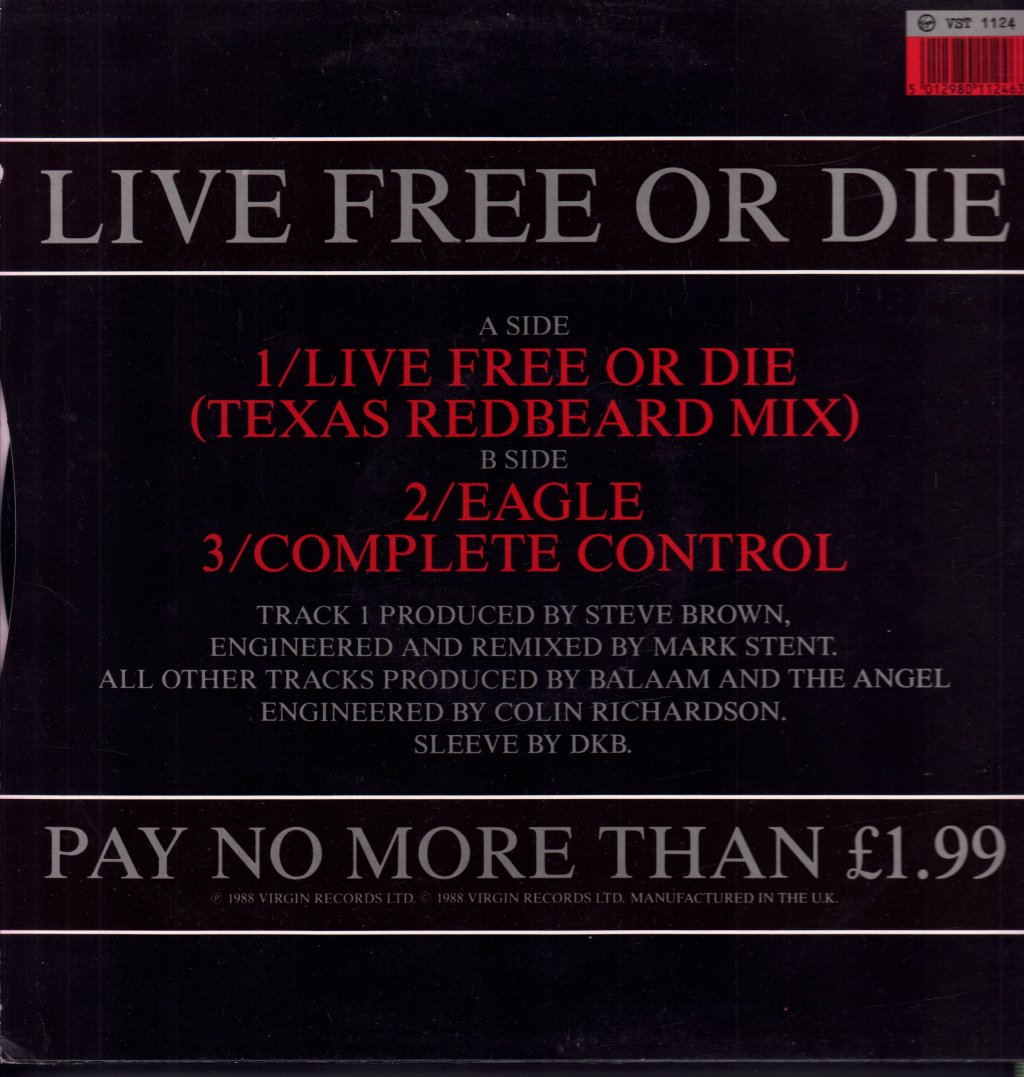 Balaam And The Angel - Live Free Or Die - 12 Inch