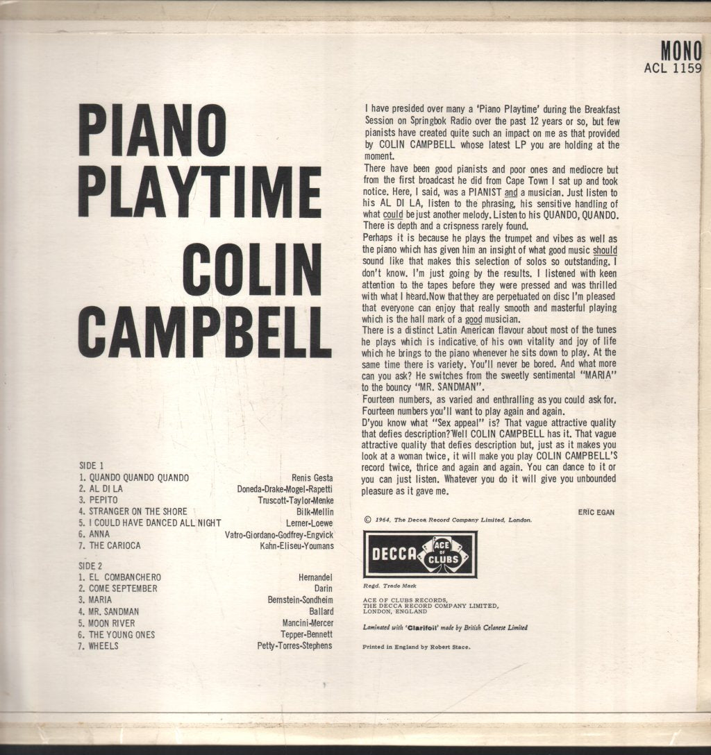 Colin Campbell - Piano Playtime - Lp