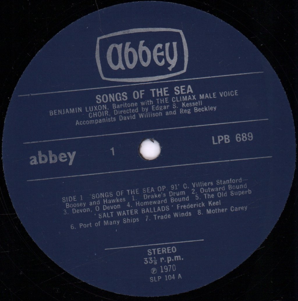 Benjamin Luxon And Climax Male Voice Choir - Songs Of The Sea - Lp