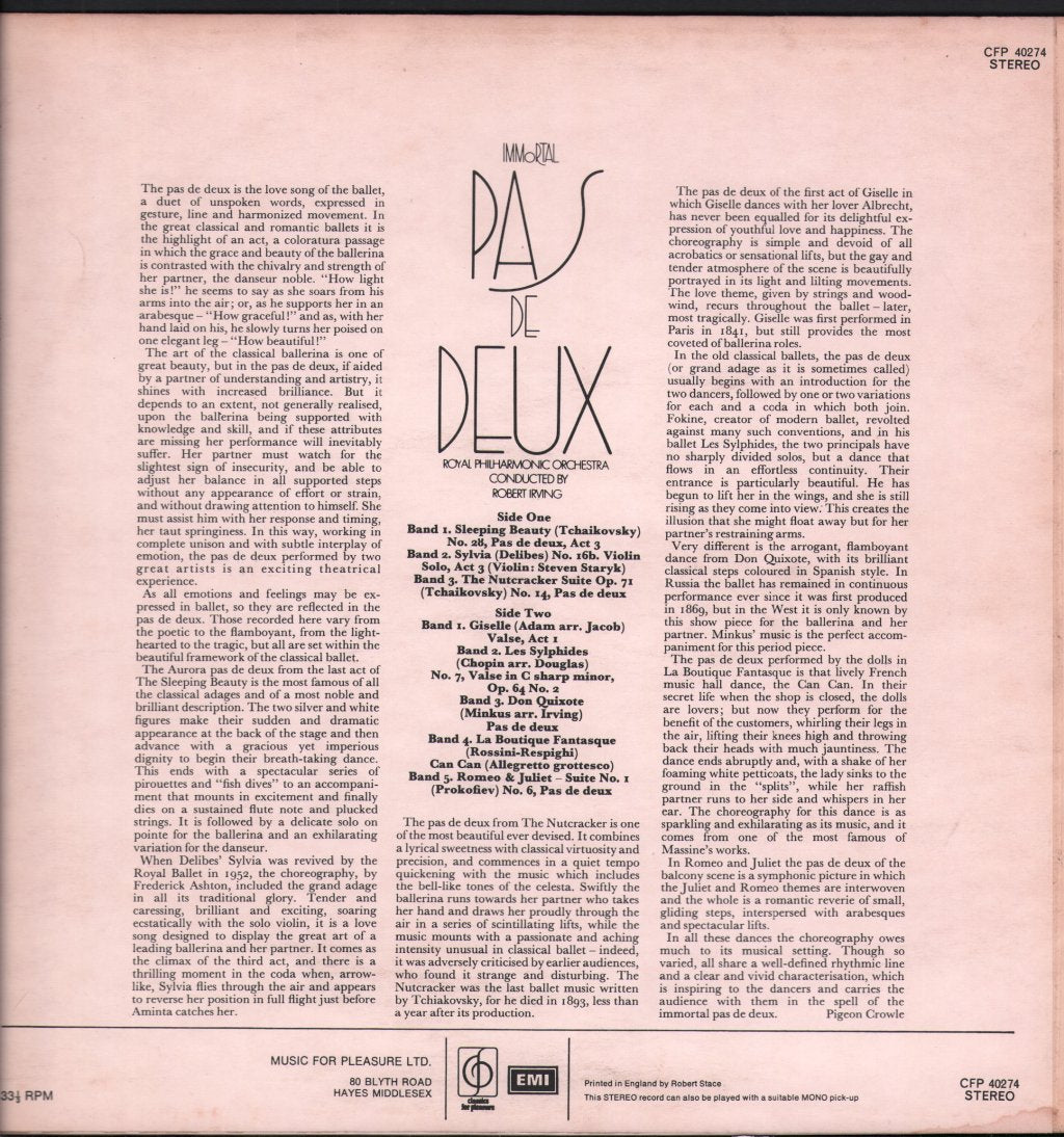 Royal Philharmonic Orchestra / Robert Irving - Pas De Deux - Lp