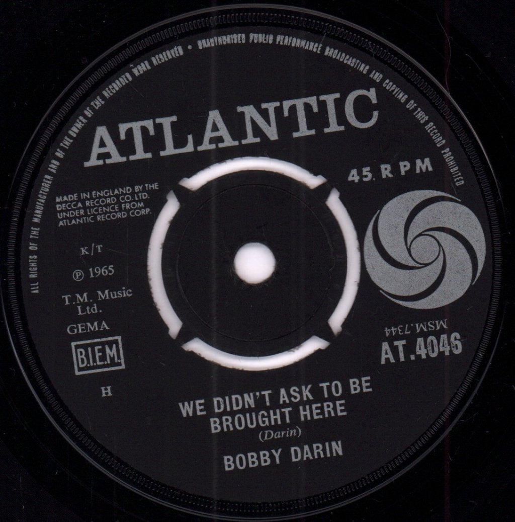 Bobby Darin - We Didn't Ask To Be Brought Here - 7 Inch