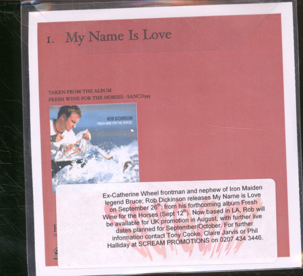 Rob Dickinson - My Name Is Love - Cdr