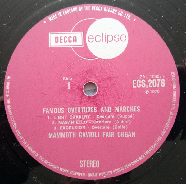 Mammoth Gavioli Fair Organ - Famous Overtures And Marches - Lp