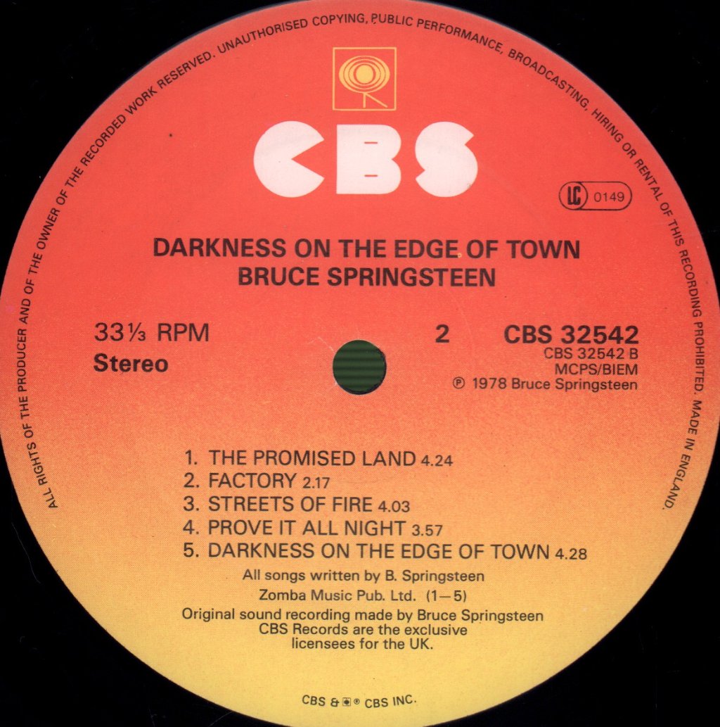 Bruce Springsteen - Darkness On The Edge Of Town - Lp