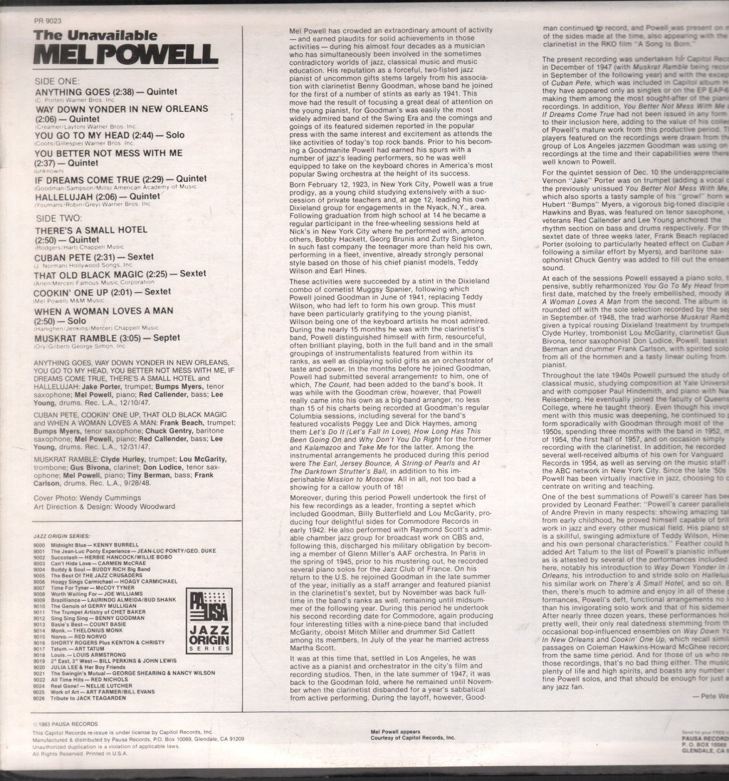 Mel Powell - Unavailable Mel Powell - Lp