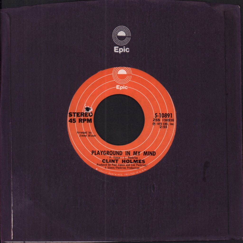 Clint Holmes - Playground In My Mind - 7 Inch