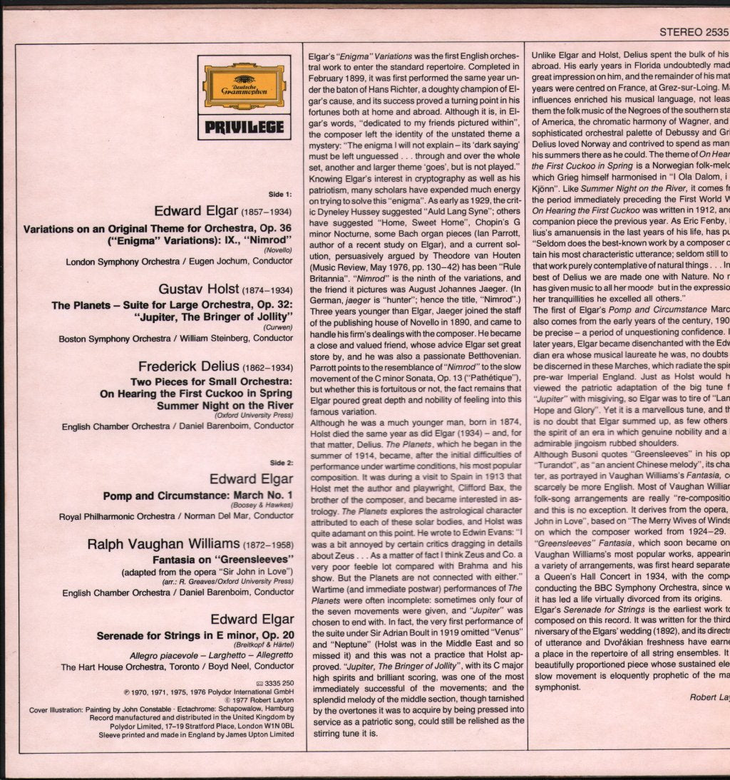 Daniel Barenboim /  Eugen Jochum / William Steinberg - Music Of England - Delius / Elgar / Holst / Vaughan Williams - Lp