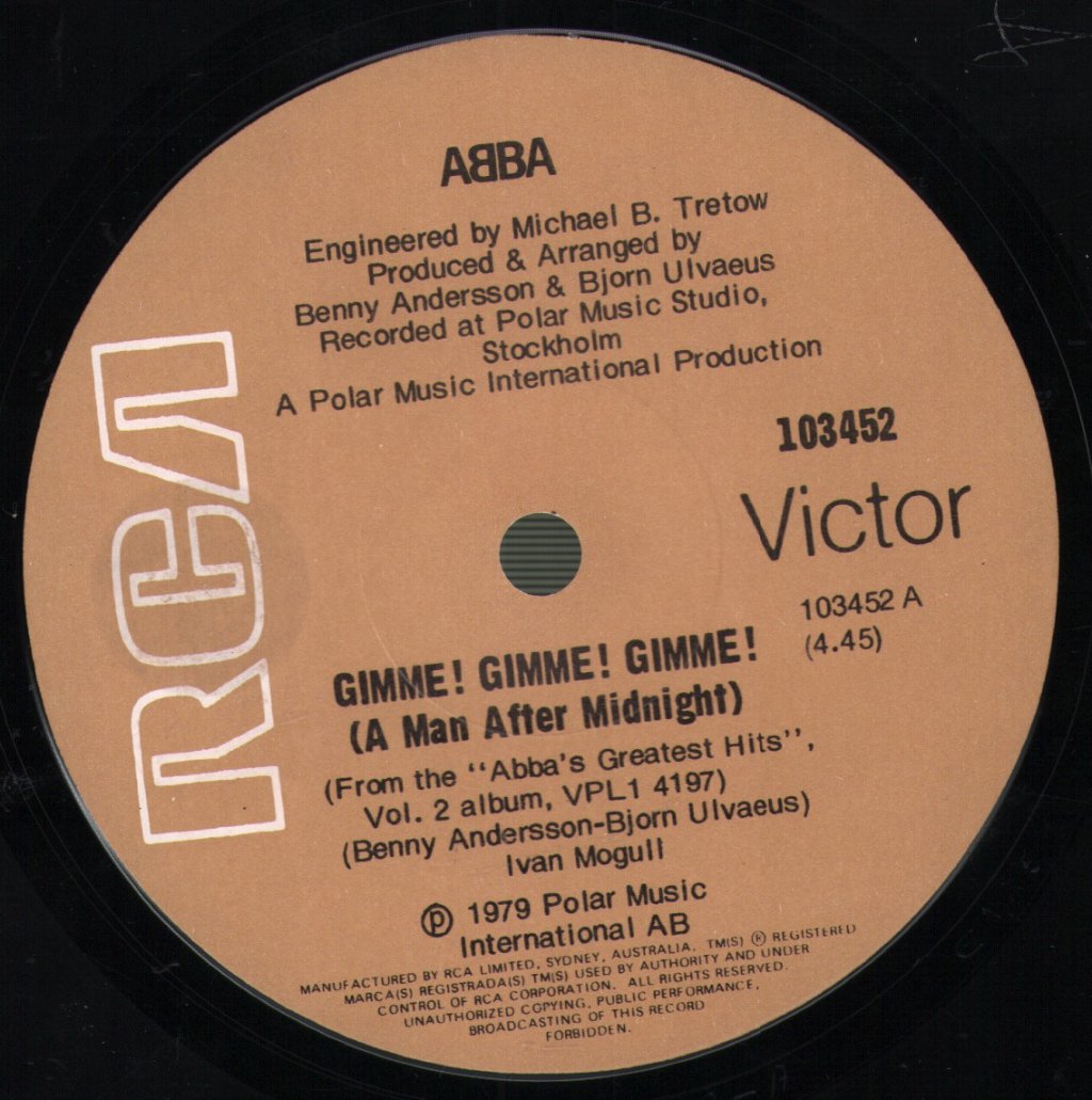 ABBA - Gimme! Gimme! Gimme! (A Man After Midnight) - 7 Inch
