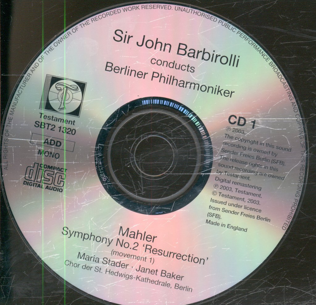 Sir John Barbirolli, Berliner Philharmoniker - Symphony No. 2 "Resurrection" - Double Cd