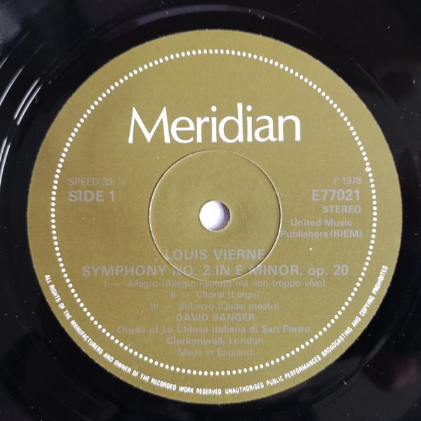 David Sanger - louis vierne Symphony No. 2 & Arabesque - Lp
