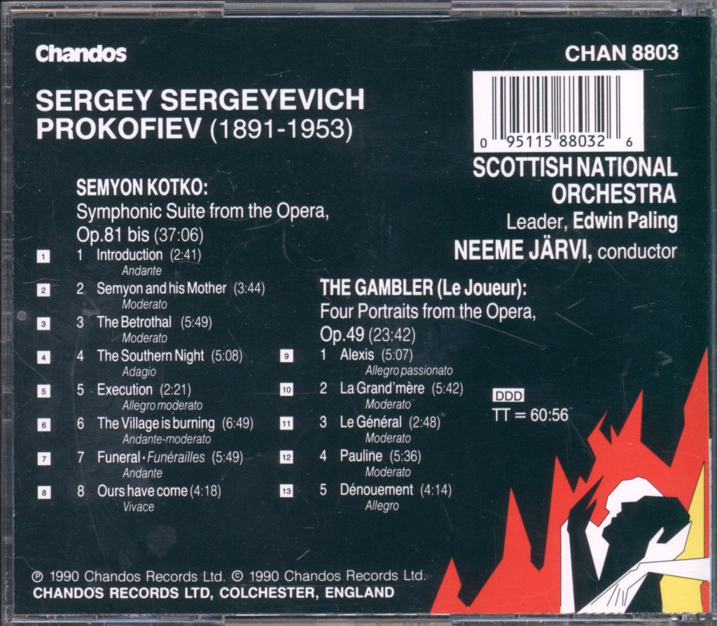 Scottish National Orchestra, Neeme Järvi - Prokofiev - Semyon Kotko: Symphonic Suite Op.81 Bis / The Gambler: Four Portraits Op.49 - Cd