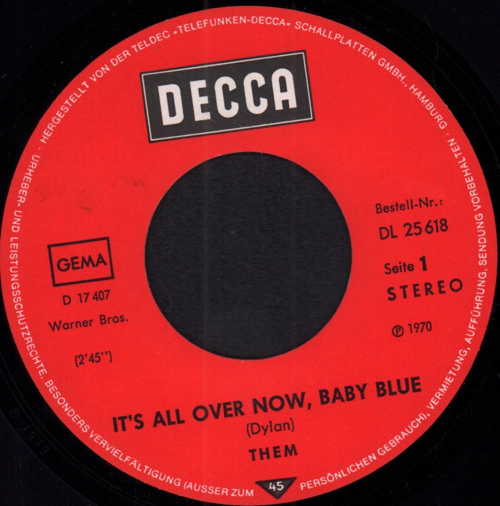 Them - It's All Over Now Baby Blue - 7 Inch