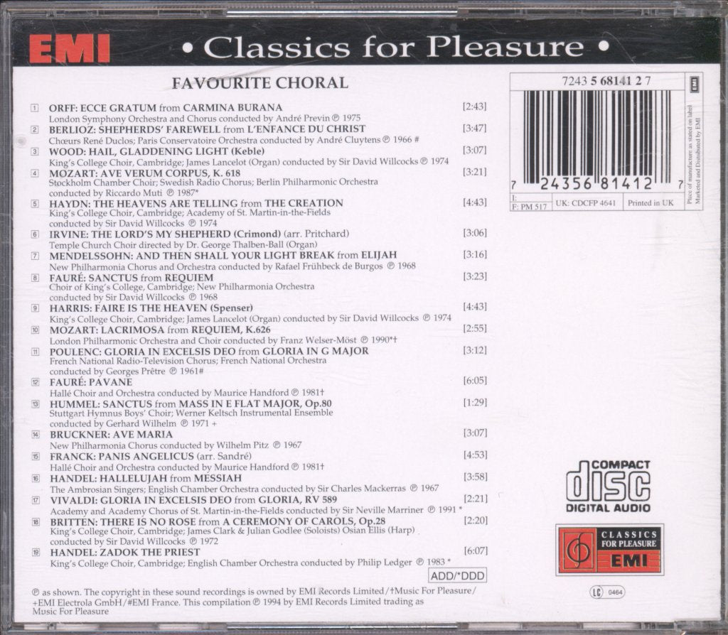 Various Artists - Favourite Choral (19 Best Loved Choral Classics) - Cd
