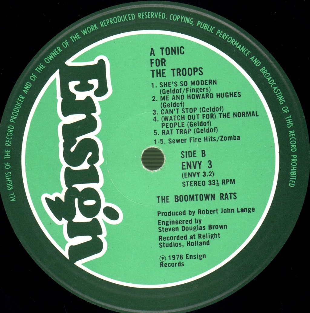 Boomtown Rats - A Tonic For The Troops - Lp