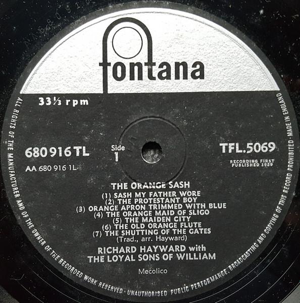 Richard Hayward With The Loyal Sons Of William - Orange Sash - Lp
