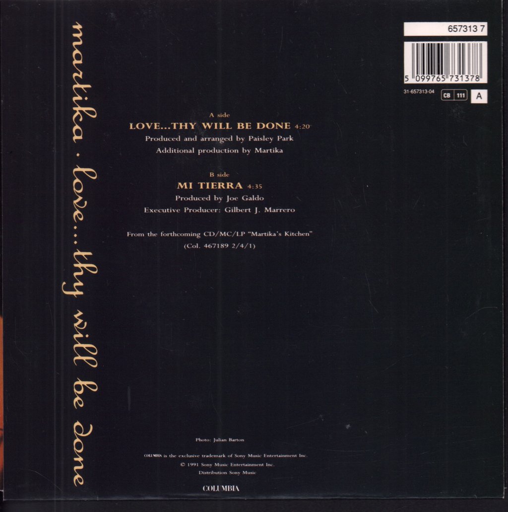 Martika - Love Thy Will Be Done - 7 Inch