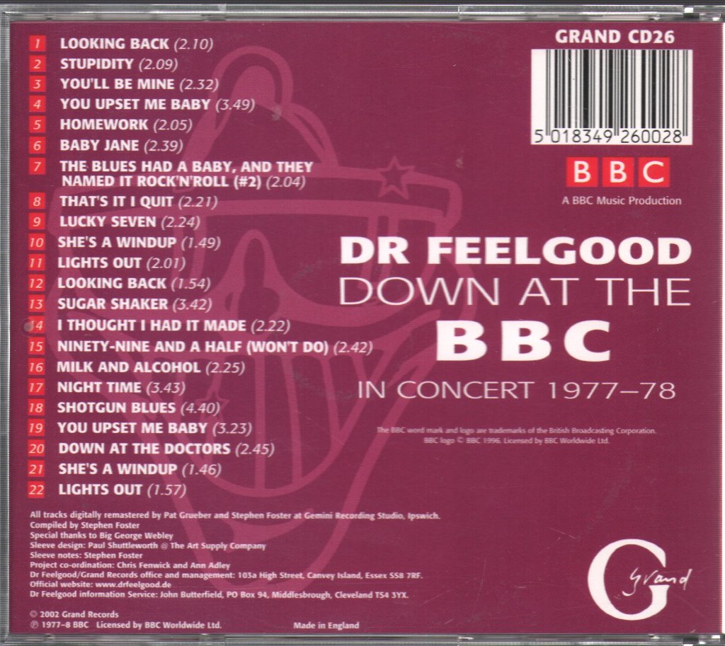 Dr. Feelgood - Down At The BBC In Concert 1977-78 - Cd